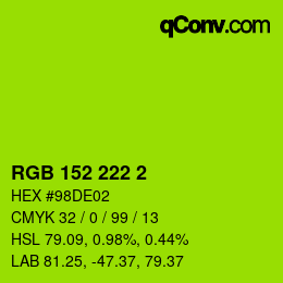 Code couleur: RGB 152 222 2 | qconv.com