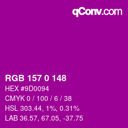 Code couleur: RGB 157 0 148 | qconv.com