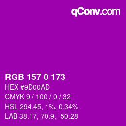 Color code: RGB 157 0 173 | qconv.com