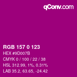 Farbcode: RGB 157 0 123 | qconv.com