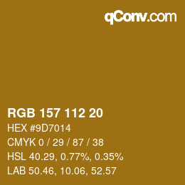 Color code: RGB 157 112 20 | qconv.com