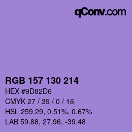 Color code: RGB 157 130 214 | qconv.com