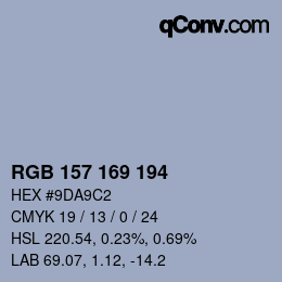 Color code: RGB 157 169 194 | qconv.com