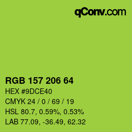 Code couleur: RGB 157 206 64 | qconv.com