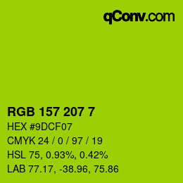 Code couleur: RGB 157 207 7 | qconv.com