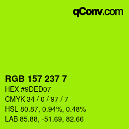 Color code: RGB 157 237 7 | qconv.com