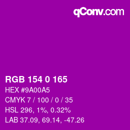 Code couleur: RGB 154 0 165 | qconv.com