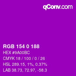 Color code: RGB 154 0 188 | qconv.com