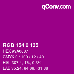 Código de color: RGB 154 0 135 | qconv.com