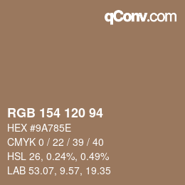 Código de color: RGB 154 120 94 | qconv.com