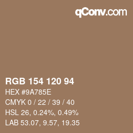 Código de color: RGB 154 120 94 | qconv.com