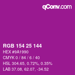 カラーコード: RGB 154 25 144 | qconv.com