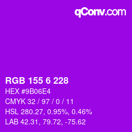 Color code: RGB 155 6 228 | qconv.com