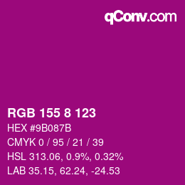 Color code: RGB 155 8 123 | qconv.com