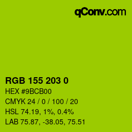 Color code: RGB 155 203 0 | qconv.com