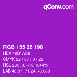 Code couleur: RGB 155 26 198 | qconv.com