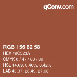 Color code: RGB 156 82 58 | qconv.com