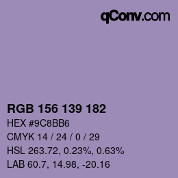 Code couleur: RGB 156 139 182 | qconv.com