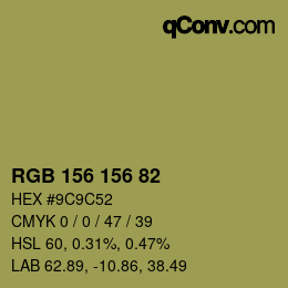 Color code: RGB 156 156 82 | qconv.com