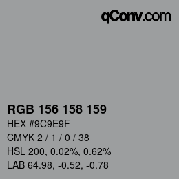 Farbcode: RGB 156 158 159 | qconv.com