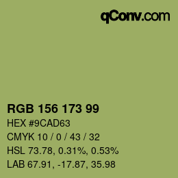 Color code: RGB 156 173 99 | qconv.com