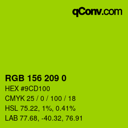 Farbcode: RGB 156 209 0 | qconv.com