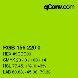 Color code: RGB 156 220 0 | qconv.com