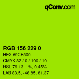 Farbcode: RGB 156 229 0 | qconv.com