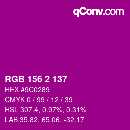 Código de color: RGB 156 2 137 | qconv.com