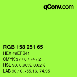 Código de color: RGB 158 251 65 | qconv.com