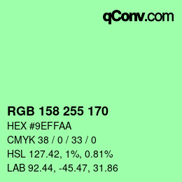 Code couleur: RGB 158 255 170 | qconv.com