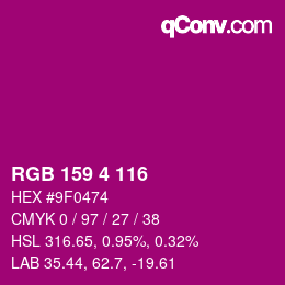 Code couleur: RGB 159 4 116 | qconv.com