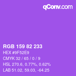 Color code: RGB 159 82 233 | qconv.com