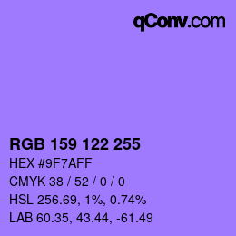 Code couleur: RGB 159 122 255 | qconv.com