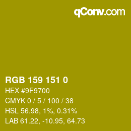 Código de color: RGB 159 151 0 | qconv.com