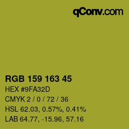 Código de color: RGB 159 163 45 | qconv.com