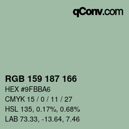 Código de color: RGB 159 187 166 | qconv.com