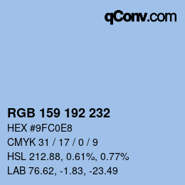 Farbcode: RGB 159 192 232 | qconv.com