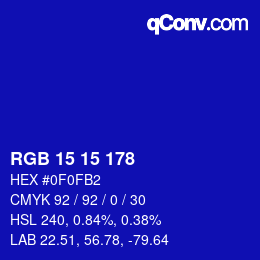 Color code: RGB 15 15 178 | qconv.com