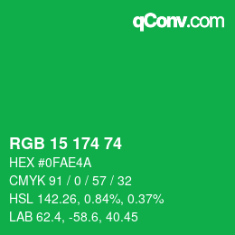 Color code: RGB 15 174 74 | qconv.com