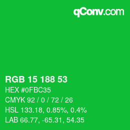 Código de color: RGB 15 188 53 | qconv.com