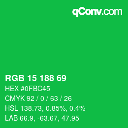 Color code: RGB 15 188 69 | qconv.com