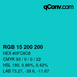 Farbcode: RGB 15 200 200 | qconv.com