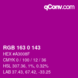 カラーコード: RGB 163 0 143 | qconv.com