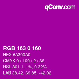 Code couleur: RGB 163 0 160 | qconv.com