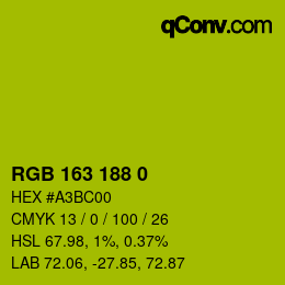 Color code: RGB 163 188 0 | qconv.com