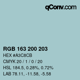 Color code: RGB 163 200 203 | qconv.com