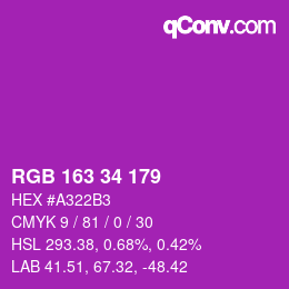 Code couleur: RGB 163 34 179 | qconv.com