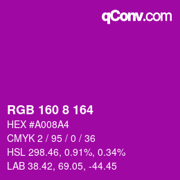 カラーコード: RGB 160 8 164 | qconv.com