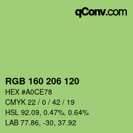 Color code: RGB 160 206 120 | qconv.com